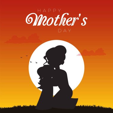 Anneler Günü çizgi film şablonunun bayrak tasarımı. 