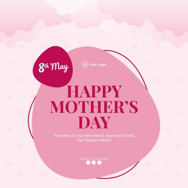 Anneler Günü çizgi film şablonunun bayrak tasarımı. 