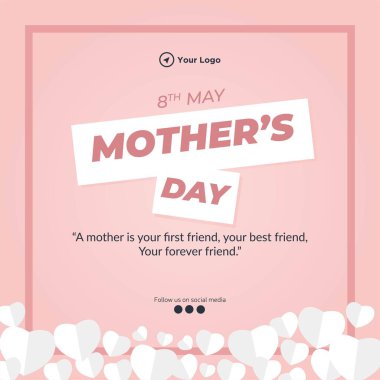 Anneler Günü çizgi film şablonunun bayrak tasarımı. 