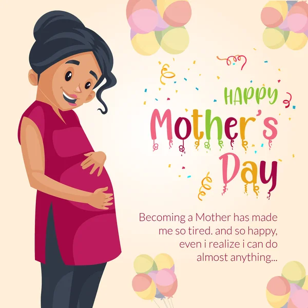 Σχεδιασμός Banner Του Προτύπου Ευτυχισμένη Ημέρα Της Μητέρας Κινουμένων Σχεδίων — Διανυσματικό Αρχείο