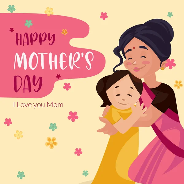 Anneler Günü çizgi film şablonunun bayrak tasarımı. 