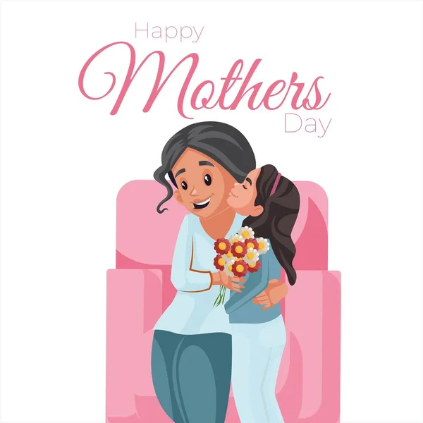 Banner Design Happy Mother Day Cartoon Style Template — Stock Vector
