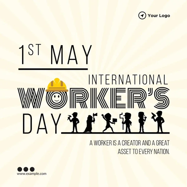 Banner Design International Workers Day Template — Archivo Imágenes Vectoriales