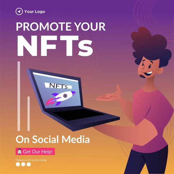 Banner Design Promote Your Nfts Social Media Template — Archivo Imágenes Vectoriales