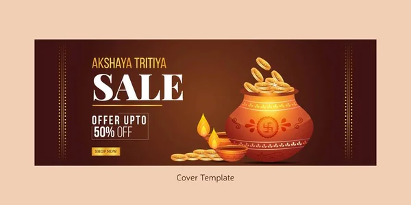 Indian Religious Festival Happy Akshaya Tritiya Cover Page Design — Stockvektor