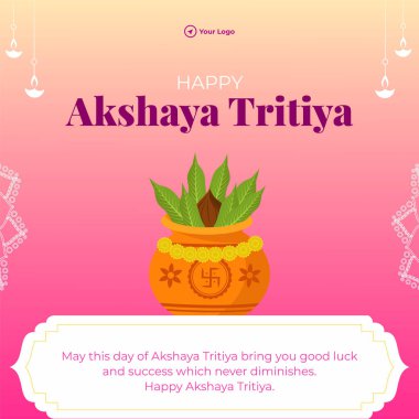 Mutlu akshaya tritiya Hindu festivali bayrağı tasarımı 