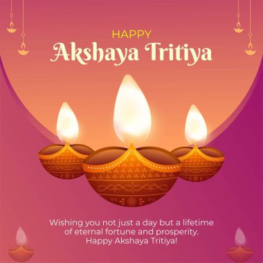 Mutlu akshaya tritiya Hindu festivali bayrağı tasarımı 