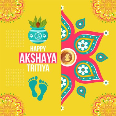 Hindu festivali Mutlu akshaya tritiya bayrak tasarımı şablonu. 
