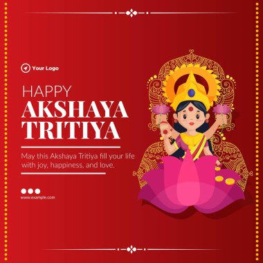 Hindu festivali Mutlu akshaya tritiya bayrak tasarımı şablonu. 