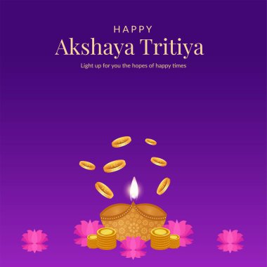 Akshaya Tritiya afiş şablonunun düz tasarımı. 