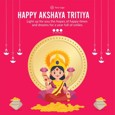 Akshaya Tritiya afiş şablonunun düz tasarımı. 