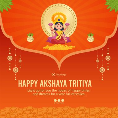 Akshaya Tritiya afiş şablonunun düz tasarımı. 