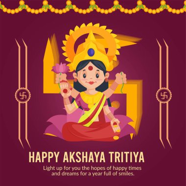 Akshaya Tritiya afiş şablonunun düz tasarımı. 