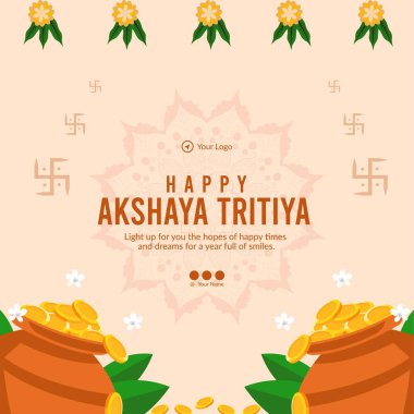 Akshaya Tritiya afiş şablonunun düz tasarımı. 
