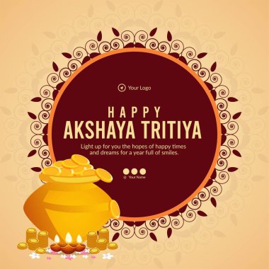 Akshaya Tritiya afiş şablonunun düz tasarımı. 