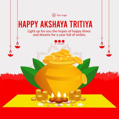 Akshaya Tritiya afiş şablonunun düz tasarımı. 