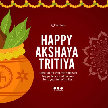 Akshaya Tritiya afiş şablonunun düz tasarımı. 