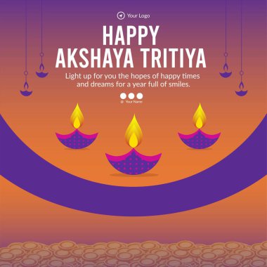 Akshaya Tritiya afiş şablonunun düz tasarımı. 