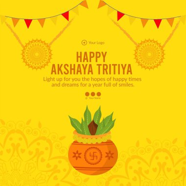 Akshaya Tritiya afiş şablonunun düz tasarımı. 
