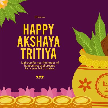 Akshaya Tritiya afiş şablonunun düz tasarımı. 