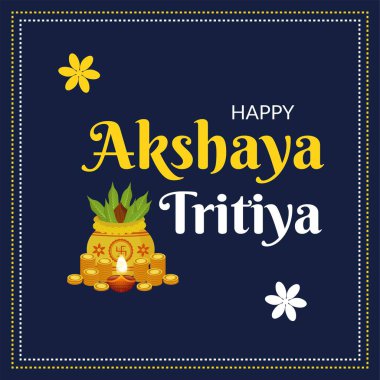Akshaya Tritiya afiş şablonunun düz tasarımı. 