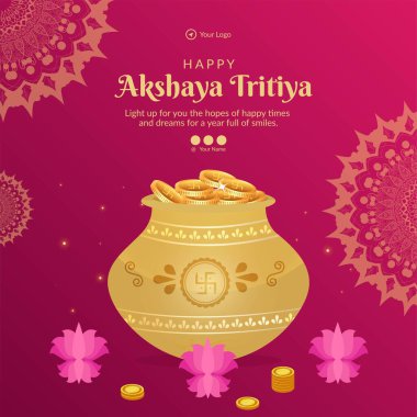 Akshaya Tritiya afiş şablonunun düz tasarımı. 