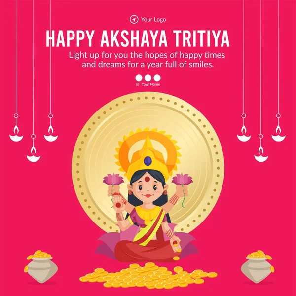 Akshaya Tritiya afiş şablonunun düz tasarımı. 