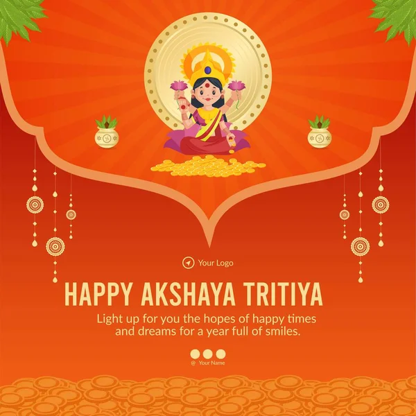 Akshaya Tritiya afiş şablonunun düz tasarımı. 