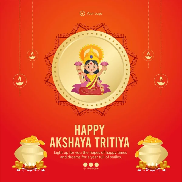 Akshaya Tritiya afiş şablonunun düz tasarımı. 