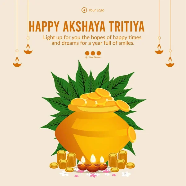 Akshaya Tritiya afiş şablonunun düz tasarımı. 