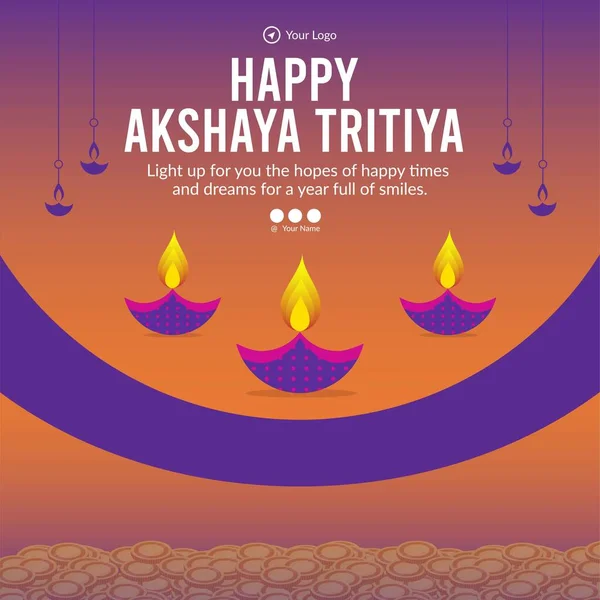 Akshaya Tritiya afiş şablonunun düz tasarımı. 
