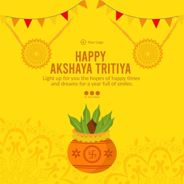 Akshaya Tritiya afiş şablonunun düz tasarımı. 