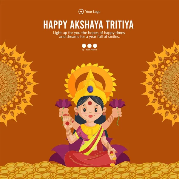 Akshaya Tritiya afiş şablonunun düz tasarımı. 