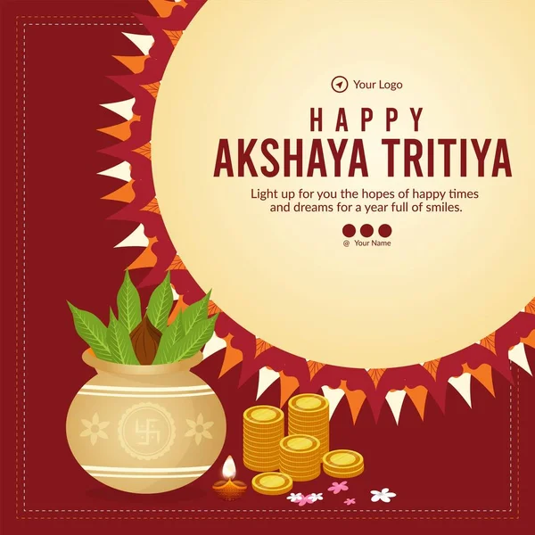 Akshaya Tritiya afiş şablonunun düz tasarımı. 