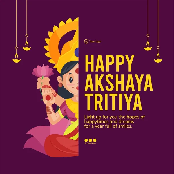 Akshaya Tritiya afiş şablonunun düz tasarımı. 