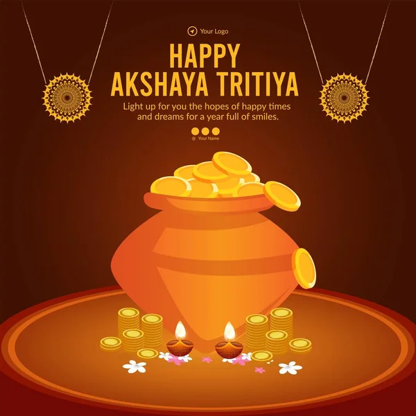 Akshaya Tritiya afiş şablonunun düz tasarımı. 