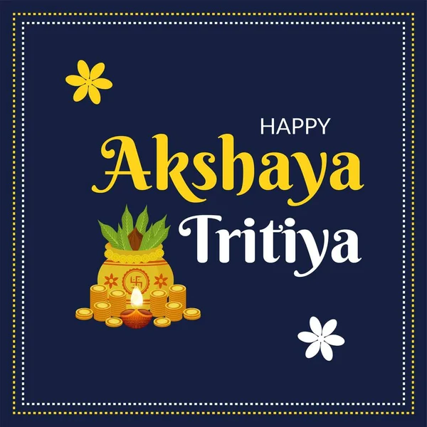 Akshaya Tritiya afiş şablonunun düz tasarımı. 