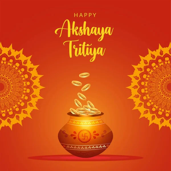 Akshaya Tritiya afiş şablonunun düz tasarımı. 