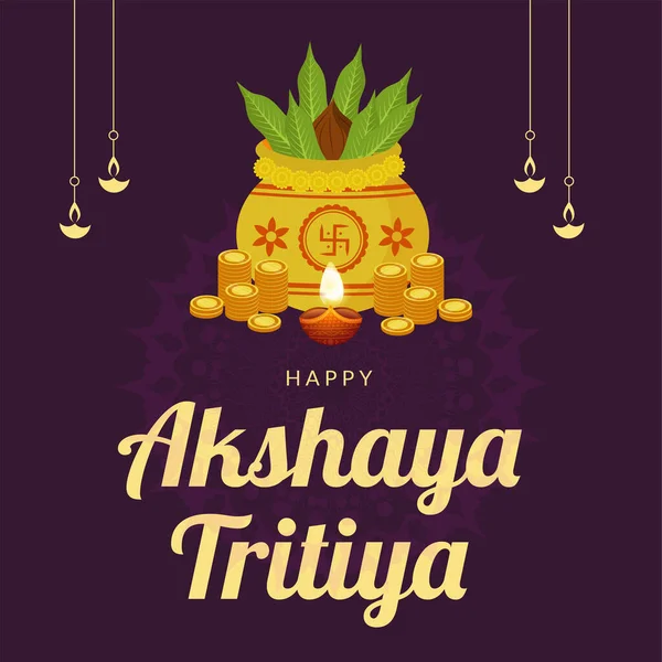 Akshaya Tritiya afiş şablonunun düz tasarımı. 