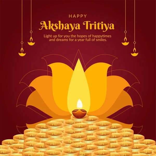 Akshaya Tritiya afiş şablonunun düz tasarımı. 