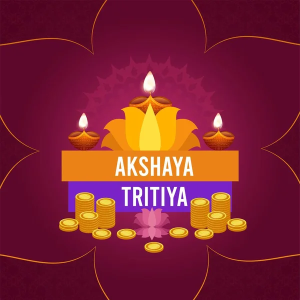 Akshaya Tritiya afiş şablonunun düz tasarımı. 