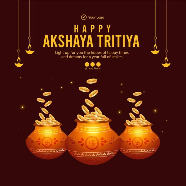 Akshaya Tritiya afiş şablonunun düz tasarımı. 