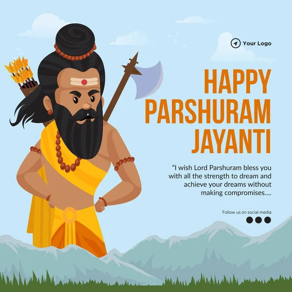 Happy Parshuram Jayanti Indian Hindu Festival Banner Design — Stockový vektor