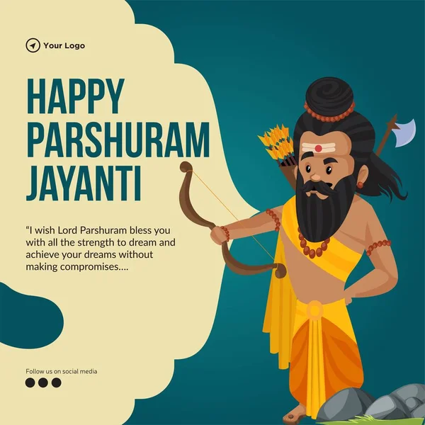 Happy Parshuram Jayanti Indian Hindu Festival Banner Design — Stockový vektor