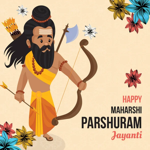 Happy Maharshi Parshuram Jayanti Indian Hindu Festival Celebration Banner Template — Stockový vektor
