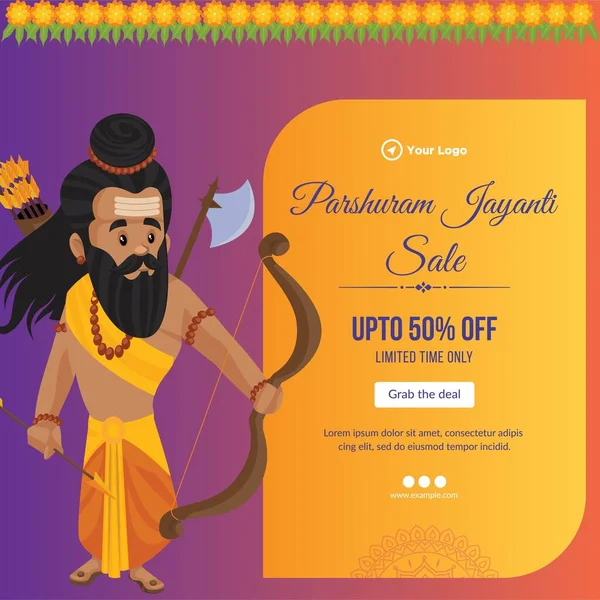 Happy Maharshi Parshuram Jayanti Indian Hindu Festival Celebration Banner Template — Stockový vektor