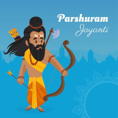 Parshuram Jayanti Hindu festivali çizgi film şablonunun pankart tasarımı. 
