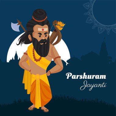 Parshuram Jayanti Hindu festivali çizgi film şablonunun pankart tasarımı. 