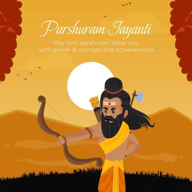 Düz Parshuram Jayanti Hindu festivali afiş tasarım şablonu. 