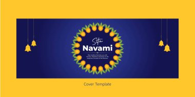 Happy Sita Navami çizgi film stili şablonunun yaratıcı kapak tasarımı. 